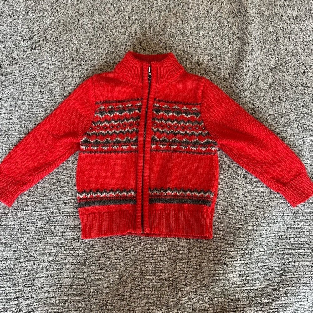 🌟3/$20🌟 Oshkosh red and gray fair isle sweater